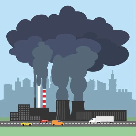 Factory Chimney, Pollution Pictures, Causes Of Air Pollution, Air Pollution Poster, Pencemaran Udara, Interactive Infographic, Rain Illustration, Environment Photography, New Year Diy