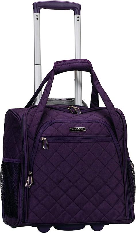 Rockland Melrose Upright Wheeled Underseater Carry-On Luggage, Purple, 15-Inch Rockland Luggage, Underseat Carry On, Carryon Bag, Cute Suitcases, Lash Designer, Travel Things, Bags Online Shopping, Best Travel Accessories, Travel Clothes