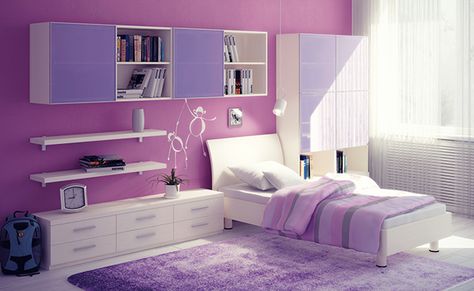 Purple Girls Bedroom, Reka Bentuk Bilik Tidur, Purple Girls Room, Girls Room Design, Pink Bedroom For Girls, Hiasan Bilik Tidur, Purple Bedrooms, Modern Kids Bedroom, Purple Bedroom