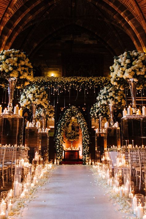 Castle Great Hall, Peckforton Castle, Asian Wedding Decor, Black And White Wedding Theme, New Year's Eve Wedding, Easy Weddings, Castle Wedding Venue, Snow Falls, Church Wedding Decorations