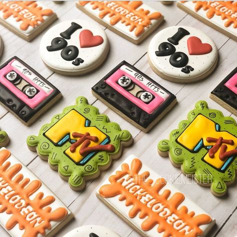 90s Theme Party, Happy 25th Birthday, Food Drinks Dessert, 30th Birthday Parties, Chip Bags, Cut Out Cookies, 25th Birthday, Cookie Art, Birthday Cookies