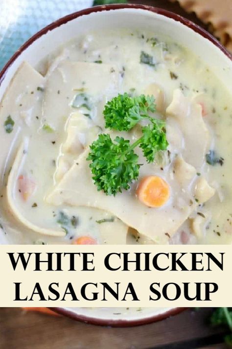 White Chicken Lasagna Soup, Chicken Lasagna Soup, Lasagne Soup, White Chicken Lasagna, Comforting Soup, Chicken Lasagna, Lasagna Soup, Best Comfort Food, White Chicken