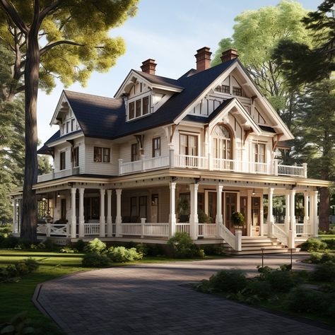 Mckenna Aesthetic, 3 Story House, Storybook Homes, Luxury Houses Mansions, Victorian Farmhouse, Suburban House, American Houses, American House, Wooden Houses