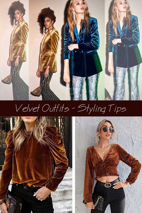 Velvet Outfits & Velvet Clothes Styling Tips Brown Velvet Outfit, Velvet Turtleneck Outfit, Velvet Sweater Outfit, Velvet Shorts Outfit, Velvet Shirt Outfit, Velvet Outfits, Velvet Dresses Outfit, Velvet Outfit, Velvet Shirt Dress