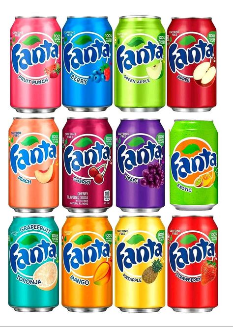 Fanta Commercial, Fanta Flavors, Fanta Drink, Squishy Food, Soda Flavors, Best Drinks, Fanta Can, Drinks Brands, Sleepover Food