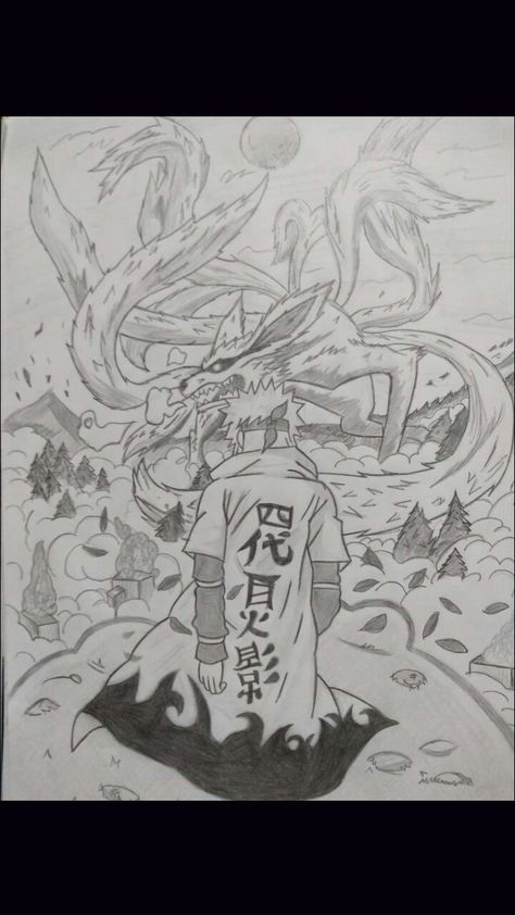 Minato Vs Kurama, Kurama Drawing, Yellow Flash, Pencil On Paper, Flash, Pencil, Humanoid Sketch, Drawings, Yellow