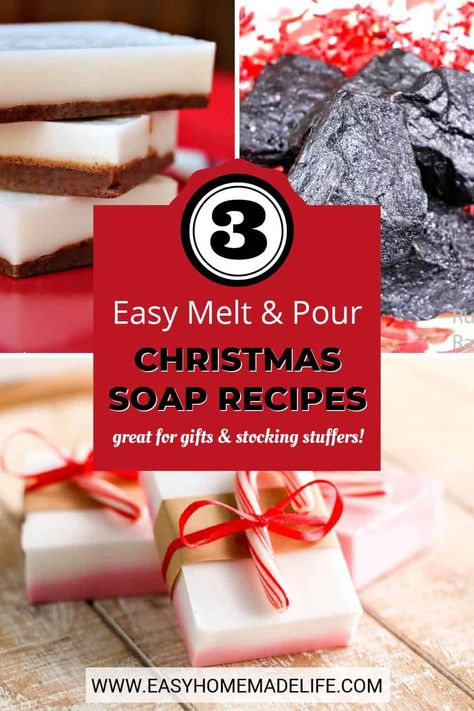 Christmas Soap Recipes, Diy Bath Gifts, Homemade Shower Gel, Christmas Soap Gift, Handmade Presents, Soap Melt And Pour, Peppermint Soap, Handmade Soap Recipes, Holiday Soap