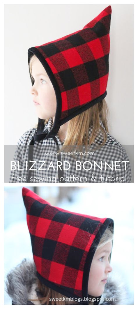 DIY Blizzard Bonnet Hat Free Sewing Pattern Fleece Gnome Hat Pattern, Fleece Hats Patterns Free Children, Gnome Hat Patterns Free Sewing, Fleece Hat Sewing Pattern, Free Hat Patterns To Sew, Diy Blizzard, Winter Hat Diy, Diy Bonnet, Pixie Hat Pattern