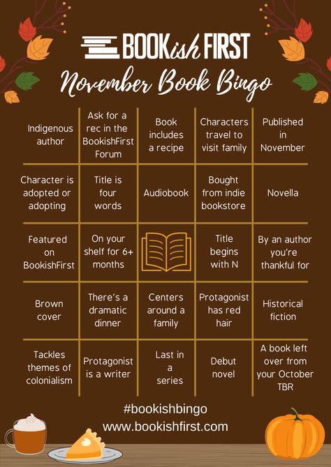 Are you ready for another round of Bookish Bingo? Join us in November and conquer your TBR! November Book Bingo, November Book Challenge, November Reading Challenge, Bookish Bingo, Fall Tbr, Bingo Ideas, Book Bingo, November Reading, Reading Bingo