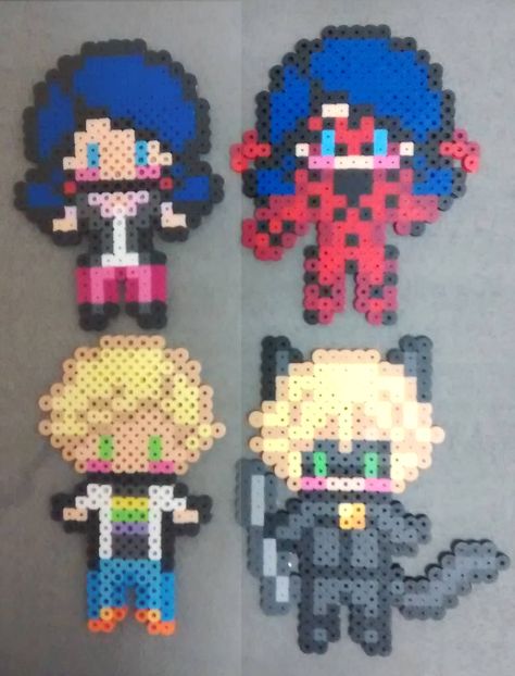 Miraculous Ladybug Perlers by JuneoftheMearkat Miraculous Cat Noir, Melty Bead Designs, Hama Art, Please Talk To Me, Hamma Beads Ideas, Perler Creations, Pearl Beads Pattern, Easy Perler Beads Ideas, Superhero Costumes