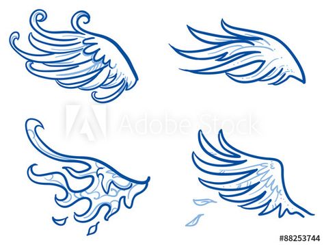 Angel Wings Feathers, Overlay Ideas, Fire Wings, Phoenix Wings, Wings Feathers, Doodle Vector, Feather Angel Wings, Feather Wings, Wings Tattoo