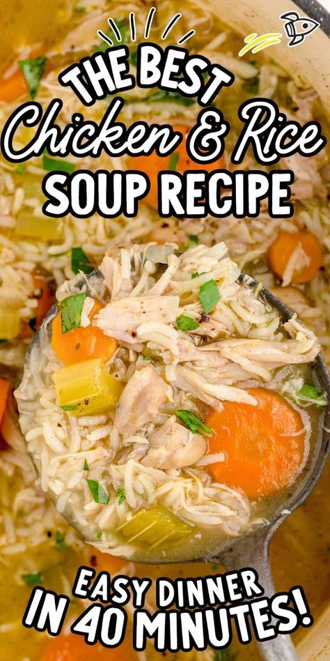 Chicken and Rice Soup Best Chicken And Rice Soup, The Best Chicken And Rice, Homemade Chicken And Rice Soup, Homemade Chicken And Rice, Salad Combinations, Chicken Soup Recipes Homemade, Chicken Vegetable Soup Recipes, Rice Soup Recipes, Easy Chicken And Rice