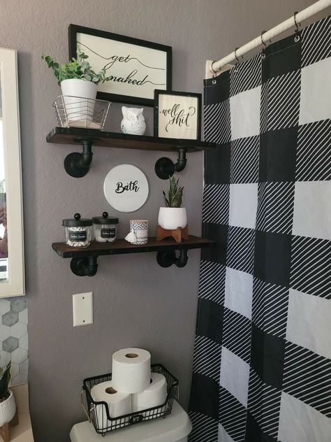 Buffalo Plaid Bathroom Decor, Black And White Buffalo Plaid Bathroom, Black And White Bathroom Curtains, Buffalo Plaid Bathroom Ideas, Black White Grey Bathroom Shower Curtain, Men’s Restroom Decor, Black White And Grey Bathroom Ideas, Men’s Bathroom Decor, Men’s Bathroom Ideas