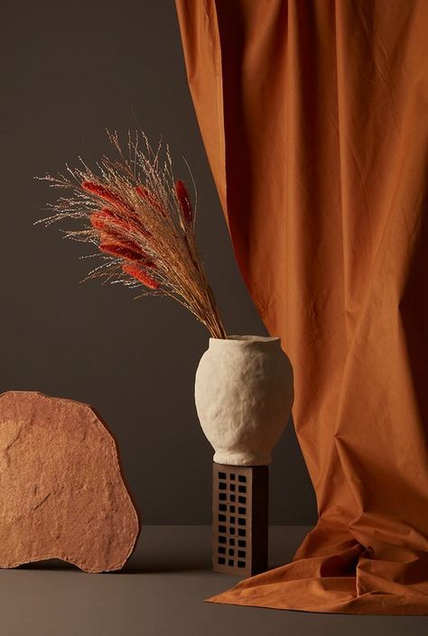 Orange Curtain, Orange Curtains, Deco Studio, Boho Home, Life Photography, Still Life Photography, Set Design, Earth Tones, Studio Photography