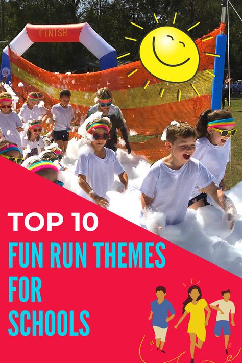 School Jogathon Ideas, Fun Run Decorating Ideas, Fun Events For Elementary School, Pto Party Ideas, Boosterthon Fun Run, Fun School Wide Events, Running Club Ideas, Fun Run School Fundraiser, Elementary Running Club Ideas