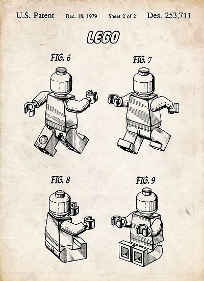 Lego Blueprint, Lego Tattoo, Lego Poster, Patent Art Prints, Vintage Lego, Lego Toy, Lego Man, Vintage Industrial Decor, Lego Room