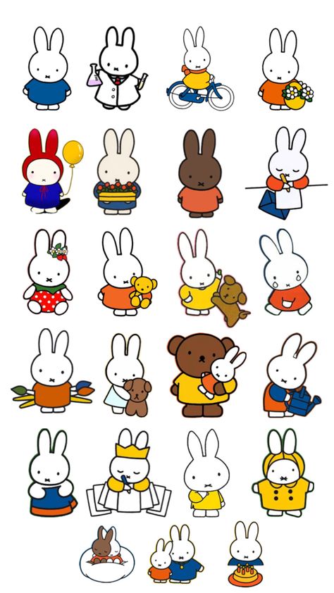 Miffy Sticker Sheet, Miffy Sticker Printable, Mellow Days Stickers Printable, Miffy Illustration, Deco Sticker Printable, Miffy Characters, Sticker Sheets Free Printable, Miffy Sticker, Kawaii Collage