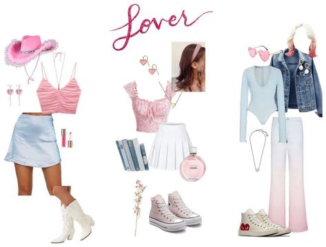 Taylor Swift’s lover album inspired outfits Album Inspired Outfits, Lover Inspired Outfits, Lover Inspired Outfits Taylor Swift, Lover By Taylor Swift, Outfits Taylor Swift, Lover Album, Lover Era, Teen Summer, Tour Outfits