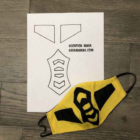 Free template and tutorial for making Mortal Kombat Scorpion mask Scorpion Mask, Face Mask Pattern, Pretty Halloween Costumes, Pretty Halloween, Mask Template, Mask Pattern, Halloween 2023, Royal Icing, New Movies