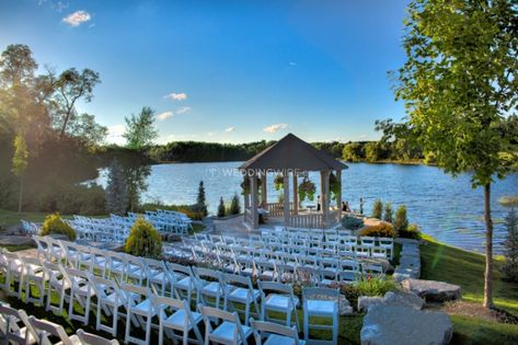 The Royal Ambassador is an event centre based in Caledon, Ontario. It's ideal for a romantic lakeside wedding experience. Its outdoor space is comprised of a majestic waterfall, gazebos, and a natural lake Wedding Venues Ontario, Gazebo Decorations, Beer House, Gazebo Wedding, Lakeside Wedding, Affordable Wedding Venues, Gorgeous Sunset, Event Services, Toronto Wedding