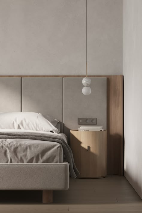 ZW | SK :: Behance Russian Interior Design, Japandi Bedroom, Minimal Bedroom, Hotel Room Design, Japandi Interior, Apartment Projects, Bedroom Headboard, Bedroom Layouts, Home Room Design