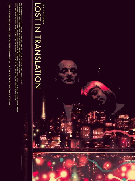 Lost in Translation - movie poster - Matt Taylor Lost In Translation Movie, Matt Taylor, Spoke Art, Screen Print Poster, Classic Comic Books, Film Poster Design, Pop Culture Art, Cinema Posters, Lost In Translation