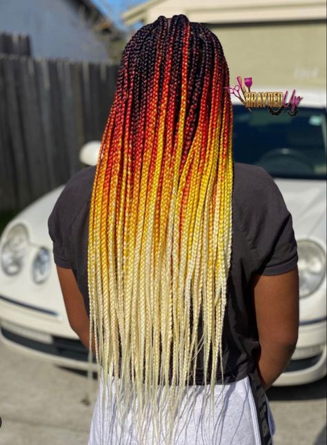 Multi Colored Braids, Pre Looped Crochet Hair, Hair Box Braids, 30 Hair Color, Hair Extensions For Black Women, Ombre Box Braids, Extensions For Black Women, Box Braids Crochet, Ombre Crochet