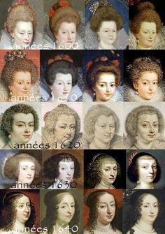 1600s hair, some makeup 1600 Hairstyles Woman, 1600 Hairstyles, 17th Century Hairstyles, 1600 Fashion, Historical Hairstyles, 17th Century Fashion, History Fashion, French Hair, Interesting History