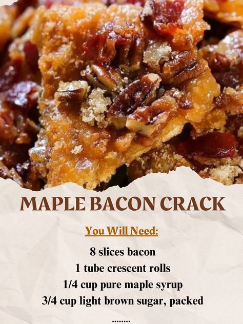 Beef Bacon, Crescent Roll Dough, Breakfast Pastries, Maple Bacon, Grandmas Recipes, Bacon Recipes, Pure Maple Syrup, Crescent Rolls, Crispy Bacon