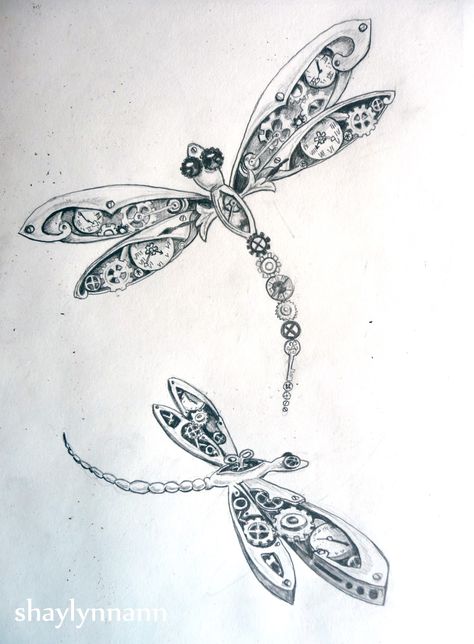 Dragonflies Flower Drawing Tumblr, Steampunk Tattoo Design, Steampunk Drawing, Dragonfly Drawing, Steampunk Tattoo, Dragonfly Tattoo Design, Dragonfly Tattoo, Tattoos Skull, Dragonfly Art