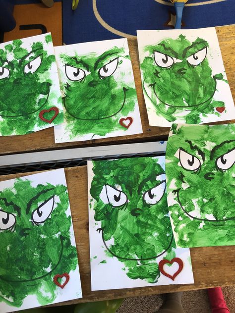 The Grinch Preschool Crafts, Grinch Toddler Activities, The Grinch Crafts For Toddlers, Grinch Art Preschool, Grinch Art For Toddlers, Grinch Arts And Crafts For Kids, Grinch Day Preschool Activities, Preschool Grinch Crafts, Grinch Toddler Craft