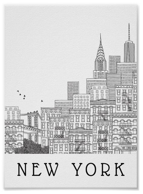 Manhattan Skyline Drawing, Nyc Buildings Drawing, New York Art Drawing, New York City Drawing Sketches, Nyc Skyline Drawing, Drawing Ideas City, City Buildings Drawing, City Skyline Sketch, Drawing Of New York