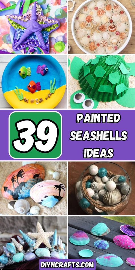 39 Painted Seashells Ideas Painted Sea Shells Ideas, Painting Seashells Ideas, Shell Crafts Kids, Valentine Day Video, Painted Seashells, Seashell Frame, Jellyfish Craft, Seashell Painting, Friend Crafts