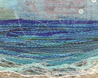 Artist Portfolio Book, Celtic Triangle, Charity Shop Finds, Sea Pictures, Undersea World, Abstract Seascape, Free Motion Embroidery, Textured Yarn, Embroidered Art