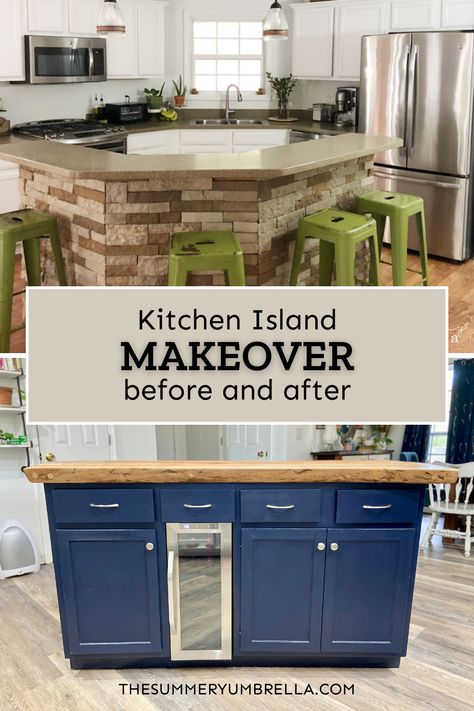 Ready to upgrade your kitchen island? Explore these simple DIY tips and tricks for giving your island a stylish makeover. From painting to refinishing, discover how to achieve the kitchen of your dreams! Upgrade Kitchen Island Diy, Refinish Kitchen Island, Kitchen Island Diy Makeover, Witchy Crafts Diy Projects, Witchy Crafts Diy, Crafts Witchy, Painted Kitchen Island, Island Makeover, Kitchen Island Makeover