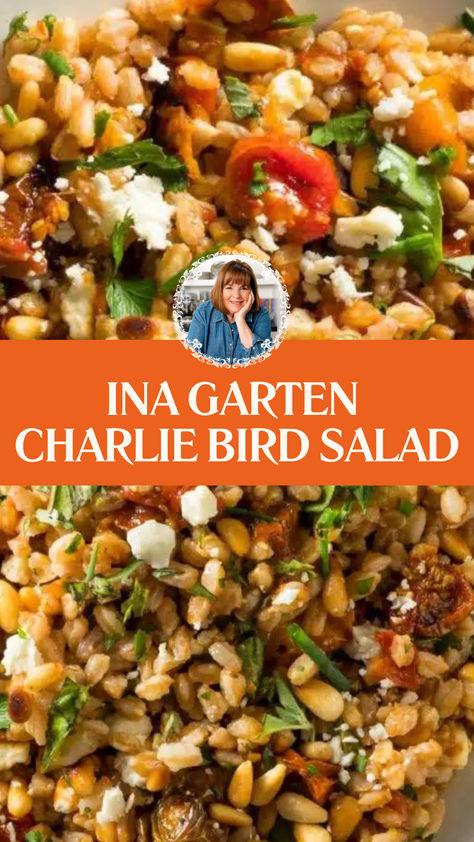 Ina Garten Charlie Bird Salad Charlie Bird Salad, Ina Garten Charlie Bird Farro Salad, Ina Garten Farro Salad, Charlie Bird's Farro Salad, Olivier Salad Recipe, Ina Garten Fall Recipes, Baked Salad Recipes, Farro Salads, Panzanella Salad Barefoot Contessa