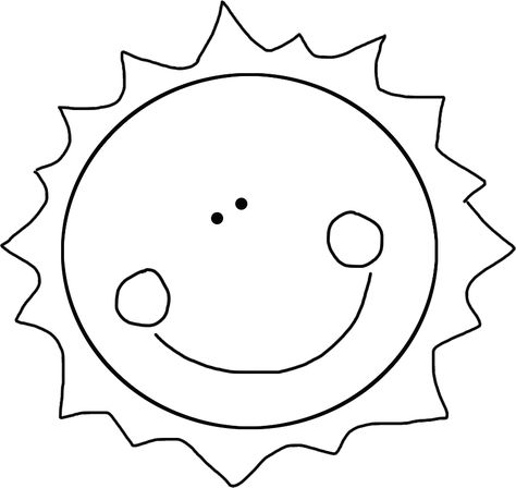 Sun Template Free Printable | Smiling, Happy Sun Line Art Sunshine Template Free Printable, Sun Coloring Pages Free Printable, Sun Template Free Printable, Dreidel Template, Sun Black And White, Sun Line Art, Sun Patterns, Sun Outline, Sun Template