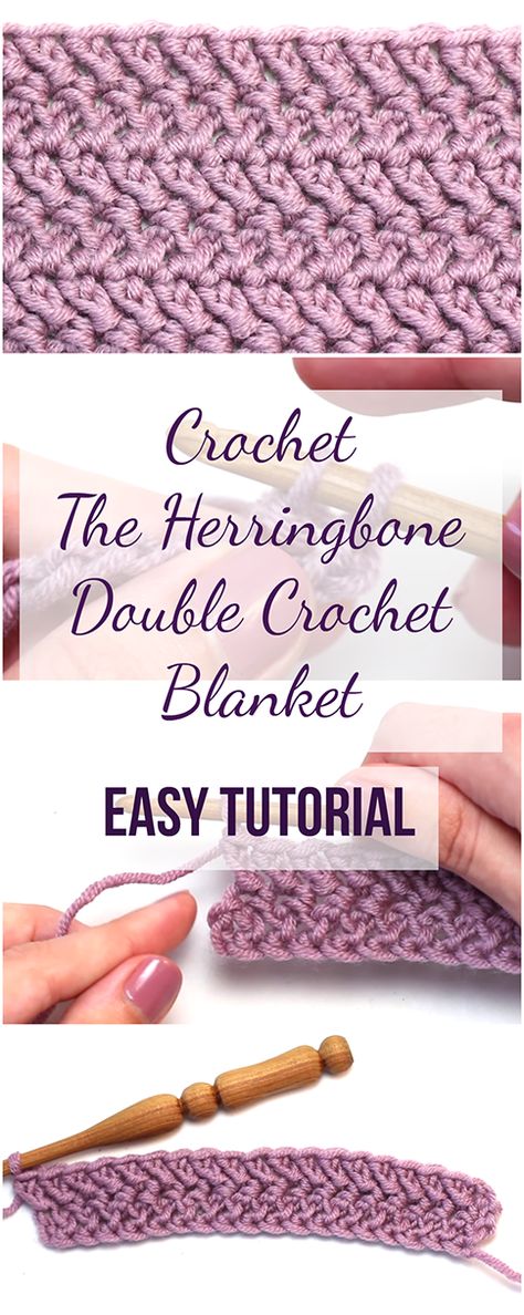 Double Crochet Blanket, Herringbone Double Crochet, Unique Crochet Blanket, Chunky Crochet Blanket Pattern, Herringbone Blanket, Chunky Crochet Blanket, Crochet Blanket Pattern Easy, Crochet Stitches For Blankets, Easy Crochet Blanket