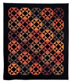 Incandescence Pattern Download | Connecting Threads Attic Window, Connecting Threads, Wedding Quilt, Halloween Quilts, Fall Quilts, Tree Quilt, Triangle Quilt, Half Square Triangles, Star Quilts