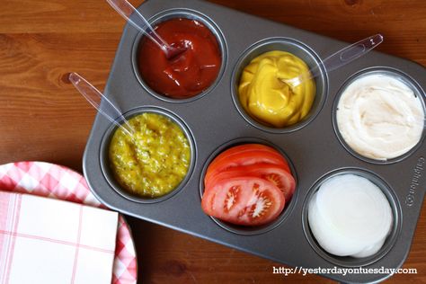 16 Crazy Ways to Use Muffin Tins - One Crazy House Bbq Hacks, Hot Dog Bar, Grilling Tips, Barbecue Party, Party Hacks, Cupcake Pan, Summer Grilling, Summer Barbecue, Summer Entertaining