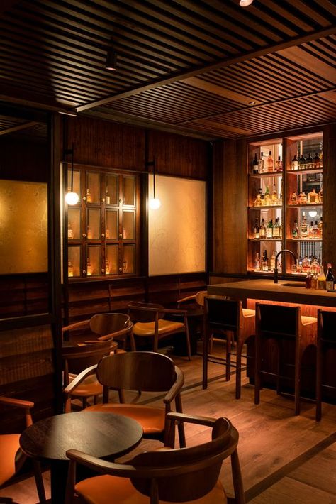 Whiskey Bar Design, Japanese Jazz Bar, Japanese Cocktail Bar, Japanese Bar Design, Cocktail Bar Interior, Whiskey Lounge, Korean Grill, Japanese Bar, Sport Bar