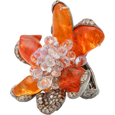 ARUNASHI Wild Orchid Fire Opal Ring ($48,500) ❤ liked on Polyvore featuring jewelry, rings, arunashi, arunashi jewelry, fire opal ring, 18k ring and 18 karat gold ring Orchid Ring, Champagne Ring, Gold Orchid, Black Gold Ring, Wild Orchid, Fire Opal Ring, Coral Jewelry, Large Ring, Opal Ring