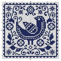 Blue And White Cross Stitch, Folk Embroidery Patterns, White Cross Stitch, Cross Stitch Freebies, Cross Stitch Bird, White Cross, Embroidery Flowers Pattern, Folk Embroidery, Crochet Cross