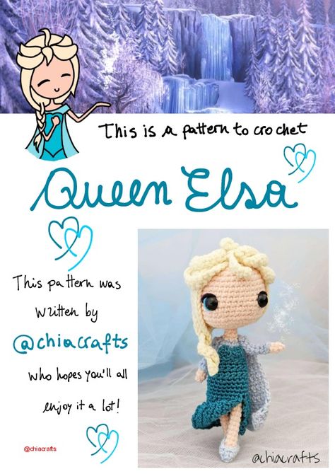 Disney Haken, Disney Amigurumi, Crochet Parrot, Yarn Sewing, Elsa Doll, Crochet Disney, Queen Elsa, Yarn Sizes, Elsa Frozen