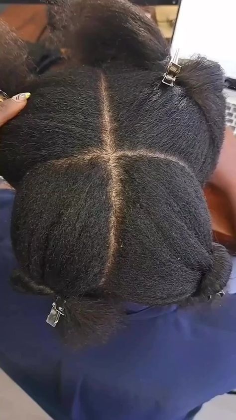 Pre parting hair for stitch braids not only saves time but also ensures that you have equal and neat parts! Amazing tip by @mane_event_beauty_llc (travel stylist, go check her out!) Follow @braidhairstyles_com for daily braids inspo, tips, tutorials and more 💗 #braids #stitchbraids #stichbraid #cornrowstyles #cornrows #feedinbraids #feedins #straightbacks #braidstyles #dcbraider #dchairstylist #braidseason #protectivestyles #naturalhairstyles #explorepage #4chair Visit braidhairstyles.com f Pre Parting, Straight Back Braids, Natural Hair Wedding, Parting Hair, Back Braid, Cornrows Styles, Stitch Braids, Hair Wedding, Cornrows Braids