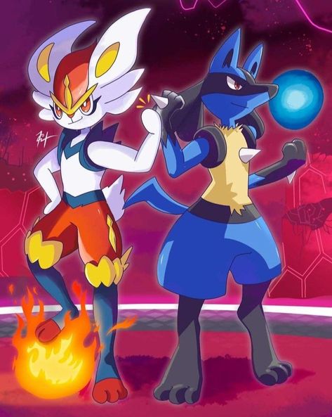 Pokemon Lucario And Cinderace, Pokemon Lucario Fanart, Cinderace And Lucario, Lucario And Cinderace, Cinderace X Lucario, Liko Pokemon, Latios Pokemon, Pokemon Lucario, Ash Pokemon Team