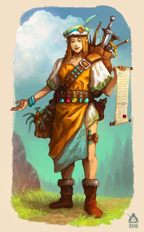 ArtStation - NPC Traveling Merchant, Albani Putra Rianto Dnd Traveling Merchant, Traveling Merchant, Chosen One, Anime Clothing, Some Day, Fantasy Races, Mushroom Art, Art Characters, The Chosen