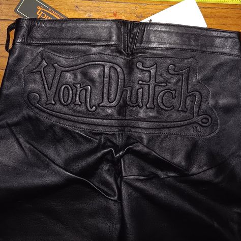 Black 100% Leather Pants Size 24 Von Dutch Pants, All Black Closet, Dark Boujee Aesthetic, Leather Pants Aesthetic, Magha Nakshatra, Fashion Grails, Leather Lace Up Pants, Von Dutch Jeans, Black Lether