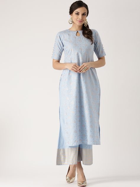 Keyhole Neckline Kurti, Closed Neck Kurti Designs, Close Neck Kurti, Goun Pic, High Neck Kurti Design, Trendy Neck Designs, Beautiful Neck Designs, Neck Models, Plain Kurti Designs