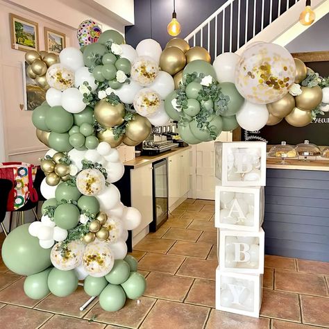 Avocado Green White Balloon Garland Arch Kit Wedding Party Confetti Latex Gold Balloons Birthday Green White Balloon Garland, White Balloon Garland, Party Confetti, Balloons Birthday, Garland Arch, White Balloons, Confetti Party, Arch Kit, Gold Balloons